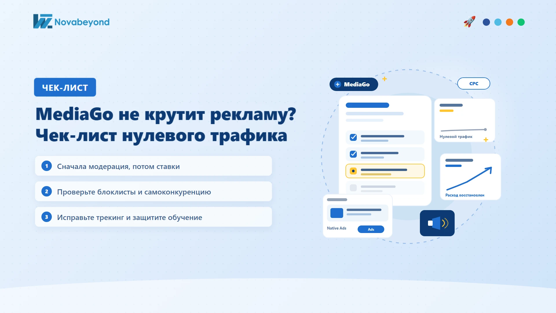 MediaGo не крутит рекламу? Чек-лист нулевого трафика 2026: как вернуть расход